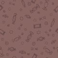 Candy day. Seamless pattern of brown candy and sweets. Royalty Free Stock Photo