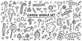 Candy Doodle Set. Hand drawn lines cartoon collection. Gummy, Sweet, Sugar, Chocolate, Caramel, Lollipops, Jelly, Marmalade.