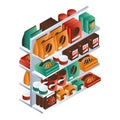 Candy food shelf icon, isometric style