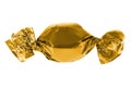 Candy in gold foil isolated. Candy wrapped in a label. Christmas