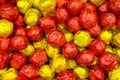 Candy in gold shiny wrappers Royalty Free Stock Photo