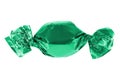 Candy in green foil isolated. Candy wrapped in a label. Christmas