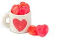 Candy hearts in love cup Royalty Free Stock Photo