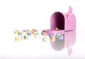 Candy hearts and pink mailbox Royalty Free Stock Photo