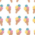 Ice cream seamless pattern. Waffle cone. Royalty Free Stock Photo