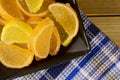 Candy jujube as lemon and orange slices Royalty Free Stock Photo