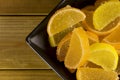 Candy jujube as lemon and orange slices Royalty Free Stock Photo