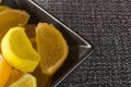 Candy jujube as lemon and orange slices Royalty Free Stock Photo