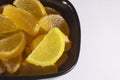 Candy jujube as lemon and orange slices Royalty Free Stock Photo
