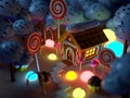 Candy land landscape at night Royalty Free Stock Photo