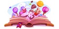 Candy land with sweets kid fairy tale story book Royalty Free Stock Photo