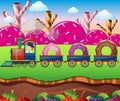 Candy land with train ride with donuts Royalty Free Stock Photo