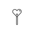 Candy lollipop in heart shape line icon Royalty Free Stock Photo