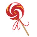 Halloween candy lollipop in red spotted wrapper