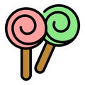 Candy lolly icon color outline vector