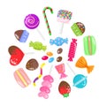 Candy macaroon sweets assorted bonbon colorful set Royalty Free Stock Photo