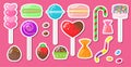 Candy macaroon sweets sticker bonbon colorful set Royalty Free Stock Photo