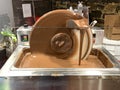 Candy machine making fresh chocolate Royalty Free Stock Photo