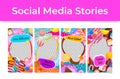 Candy online buying vertical social media stories landing page set vector flat illustration