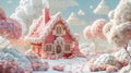 Candy Pink Fairytale Cottage in a Cloud Wonderland