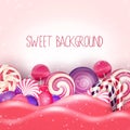 Candy of pink land background