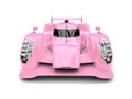 Candy pink modern super race car - front view closeup shot