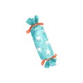 Candy popper confetti with orange ribbons and stars.