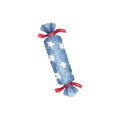 Candy popper confetti with red ribbons and stars.