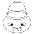 Candy pot. Trick or treat. Vector illustration. Pumpkin-shaped bucket. Outline on an isolated white background. Coloring book. Royalty Free Stock Photo