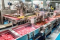 candy production line with robotic arms packaging