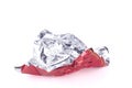 Candy red wrapper empty and open isolated on white background with copy space for your text Royalty Free Stock Photo