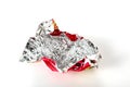 Candy red wrapper empty and open  on white background with copy space for your text Royalty Free Stock Photo