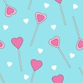 Candy seamless pattern. Lollipops background. Sweets. Hearts