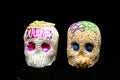 Candy in the shape of a skull made of sugar and amaranth to decorate the offering with candles for the Day of the Faithful Dead an