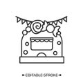 Candy shop icon. Street fair kiosk with sweets simple vector illustration Royalty Free Stock Photo
