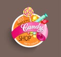 Candy shop label. Royalty Free Stock Photo