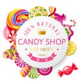 Candy shop label with type design Royalty Free Stock Photo