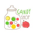 Candy shop logo. Colorful hand drawn label Royalty Free Stock Photo