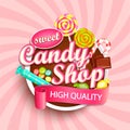 Candy shop logo, label or emblem. Royalty Free Stock Photo