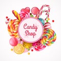 Candy Shop Round Frame Background