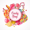 Candy Shop Round Frame Background Royalty Free Stock Photo
