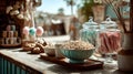 candy stall with assortment sweet treats in summer park Royalty Free Stock Photo