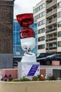 Candy statue with Indonesian flag, Knokke-Heist, Belgium