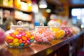 Candy store counter laden with a diverse mix of colorful dragee and jelly candies Royalty Free Stock Photo