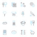 Candy store linear icons set. Sweet, Confectiry, Sugar, Treat, Snacks, Gummy, Chocolate line vector and concept signs