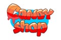 Candy shop sign design. Cartoon vector illustration Royalty Free Stock Photo