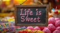 Candy Store Sign: Life is Sweet - AI Generated Royalty Free Stock Photo