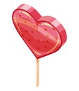 Candy Sugar Heart Lollypop Isometric. Sweet food icon cartoon style