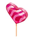 Candy Sugar Heart Lollypop Isometric. Sweet food icon cartoon style