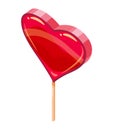 Candy Sugar Heart Lollypop Isometric. Sweet food icon cartoon style